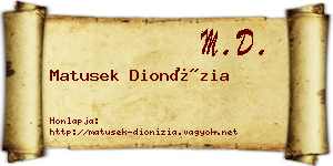 Matusek Dionízia névjegykártya